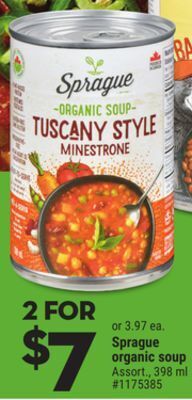 Giant Tiger Sprague organic soup offer