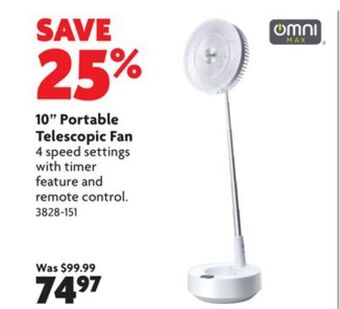 Home Hardware 10 portable telescopic fan offer