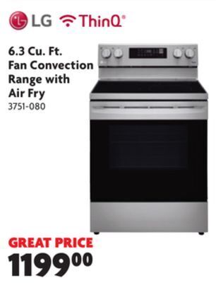 Home Hardware 6.3 cu. ft. fan convection range with air fry offer