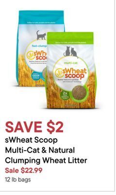 Petvalu Swheat scoop multi-cat & natural clumping wheat litter offer