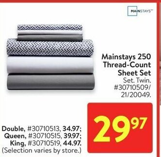 Walmart Mainstays 250 Thread-Count Sheet Set offer