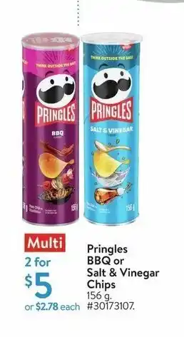 Walmart Pringles BBQ or Salt & Vinegar offer