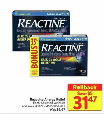 Walmart Reactine Allergy Relief offer