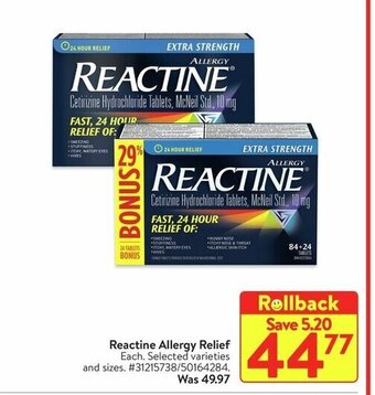 Walmart Reactine Allergy Relief offer