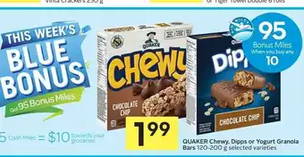 Foodland Quaker chewy, dipps or yogurt granola bars offer