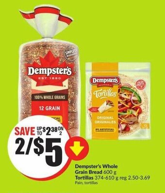 FreshCo Dempster's whole grain bread tortillas offer