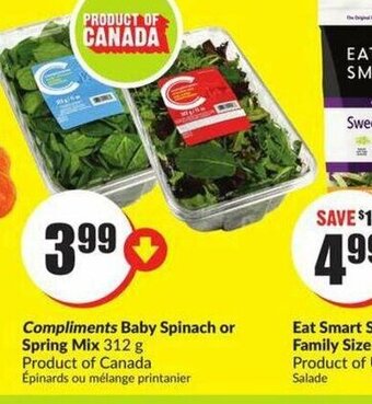 FreshCo Compliments baby spinach or spring mix offer