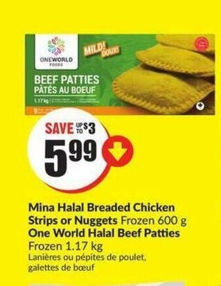 FreshCo Mina halal breaded chicken strips or nuggets offer
