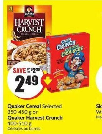 FreshCo Quaker cereal offer