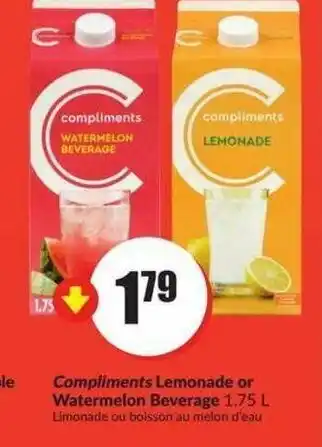 FreshCo Compliments lemonade or watermelon beverage offer