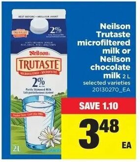 Real Canadian Superstore Neilson Trutaste microfiltered milk or Neilson chocolate milk offer