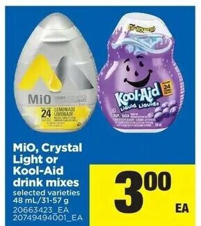 Real Canadian Superstore MiO Crystal Light or Kool-Aid drink mixes offer