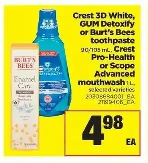 Real Canadian Superstore Crest 3D White GUM Detoxify or Burt's Bees offer