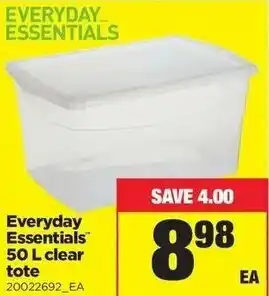 Real Canadian Superstore Everyday Essentials 50L Clear Tote offer