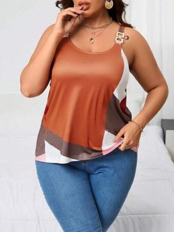 SheIn Shein clasi plus colorblock ring linked cami top offer
