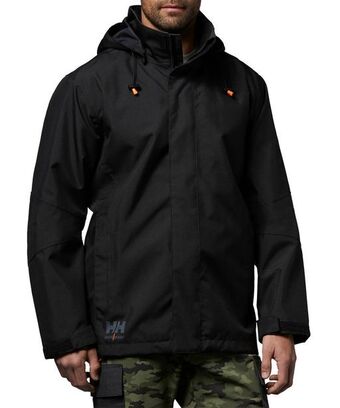 Mark's Helly hansen workwear men's oxford waterproof shell jacket with detachable hood - black offer