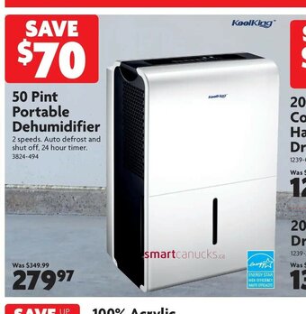Home Hardware 50 Pint portable dehumidifier offer