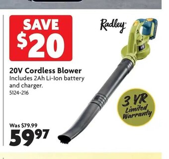 Home Hardware 20V Cordless blower offer