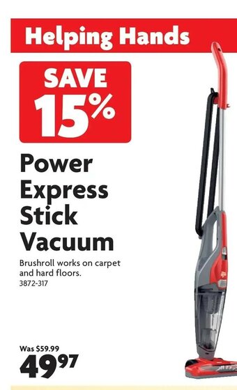 Home Hardware Power Express Stick Vacuum offer