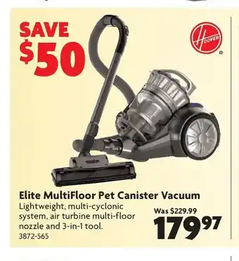 Home Hardware Elite Multifloor pet canister vacuum offer