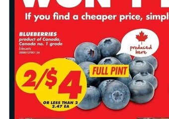 No Frills Blueberries offer