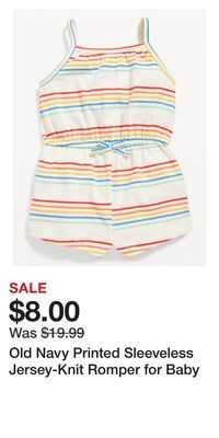 Old Navy Old navy printed sleeveless jersey-knit romper for baby offer