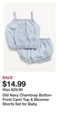 Old Navy Old navy chambray button-front cami top & bloomer shorts set for baby offer