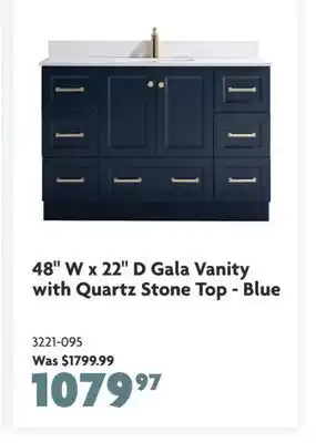 Home Hardware 48 w x 22 d gala vanity with quartz stone top - blue offer
