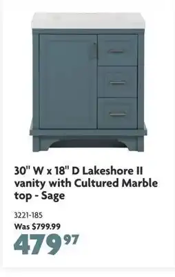 Home Hardware 30 w x 18 d lakeshore ii vanity with cultured marble offer