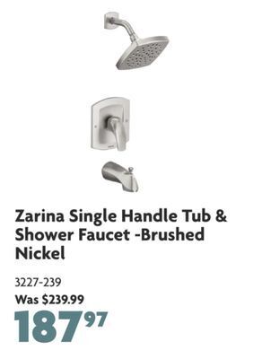 Home Hardware Zarina single handle tub & shower faucet -brushed nickel offer