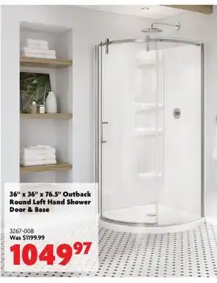 Home Hardware 36 x 36 x 76.5 outback round left hand shower door & base offer