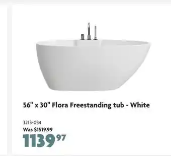 Home Hardware 56 x 30 flora freestanding tub - white offer