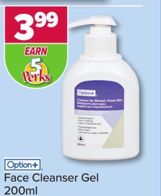 PharmaChoice Option+ face cleanser gel offer