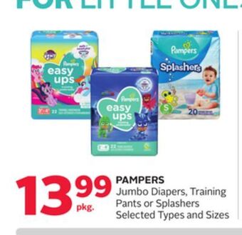 Rexall Pampers jumbo diapers, training pants or splashers offer