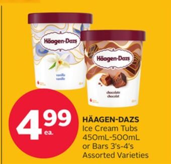 Rexall Häagen-dazs ice cream tubs 450ml-500ml or bars 3' s-4' s offer