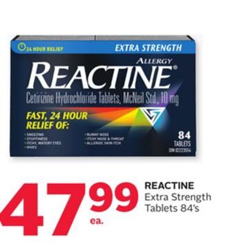 Rexall Reactine extra strength tablets 84' s offer