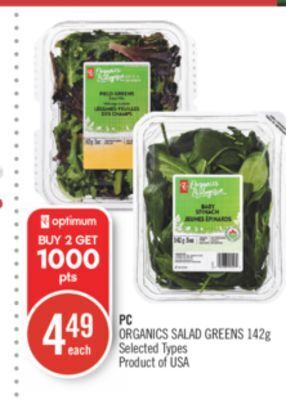 Shoppers Drug Mart Pc organics salad greens offer