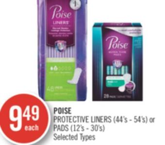 Shoppers Drug Mart Pose protective liners (44's - 54's) or pads (12's - 30's) offer