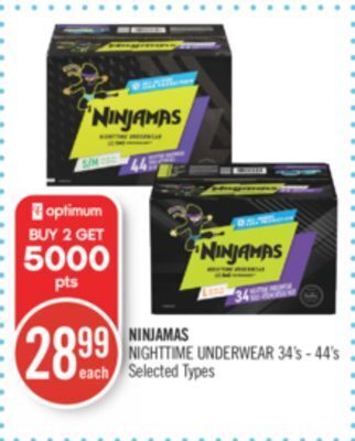 Shoppers Drug Mart Ninjamas nighttime underwear offer