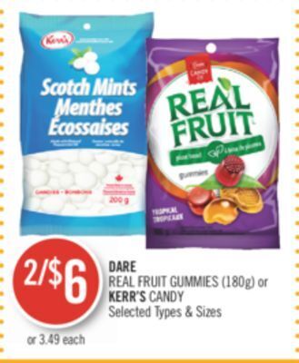 Shoppers Drug Mart Dare real fruit gummies (180g) or kerr's candy offer