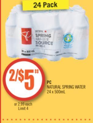 Shoppers Drug Mart Pc natural spring water offer