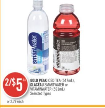 Shoppers Drug Mart Gold peak iced tea (547ml), glacéau smartwater or vitaminwater (591ml) offer
