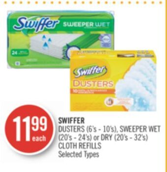 Shoppers Drug Mart Swiffer dusters (6's - 10's), sweeper wet (20's - 24's) or dry (20's - 32's) cloth refills offer