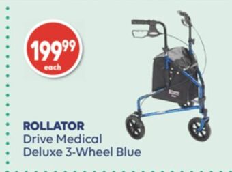 Shoppers Drug Mart Rollator drive medical deluxe 3-wheel blue offer