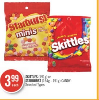 Shoppers Drug Mart Skittles (191g) or starburst (164g - 191g) candy offer