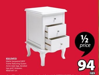 JYSK Kulovesi 3 drawer nightstand offer