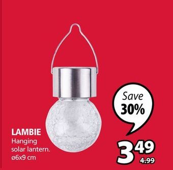 JYSK Lambie hanging solar lantern offer