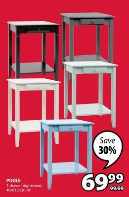 JYSK Poole 1-drawer nightstand offer