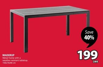 JYSK Maderup metal frame with a weather-resistant tabletop offer