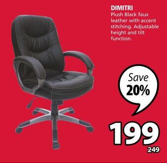 JYSK Dimitri plush black faux leather with accent stitching offer